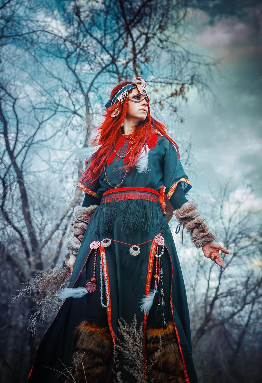 Girls in Slavic costumes underwear in Seville